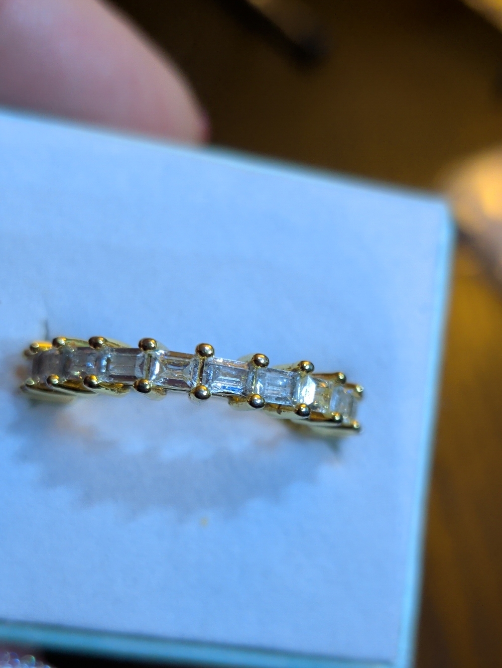 Gold Baguette Crystals Eternity Band Size 6. New